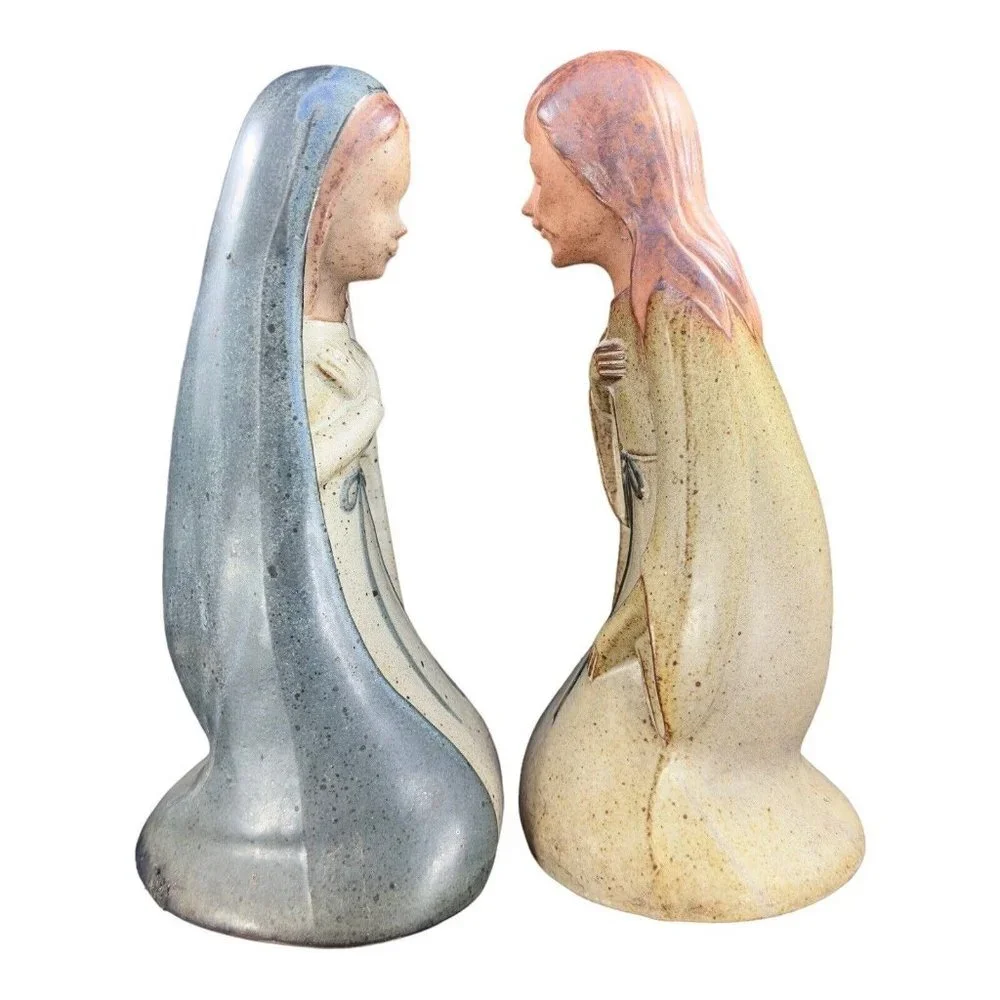 UCTCI Stoneware Nativity Mary Joseph Figurine Japan Vintage Large Ceramic Figure